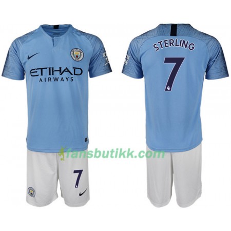 Fotballdrakt Manchester City STERLING 7 Barn Hjemmetrøye 2018-2019 Kortermet